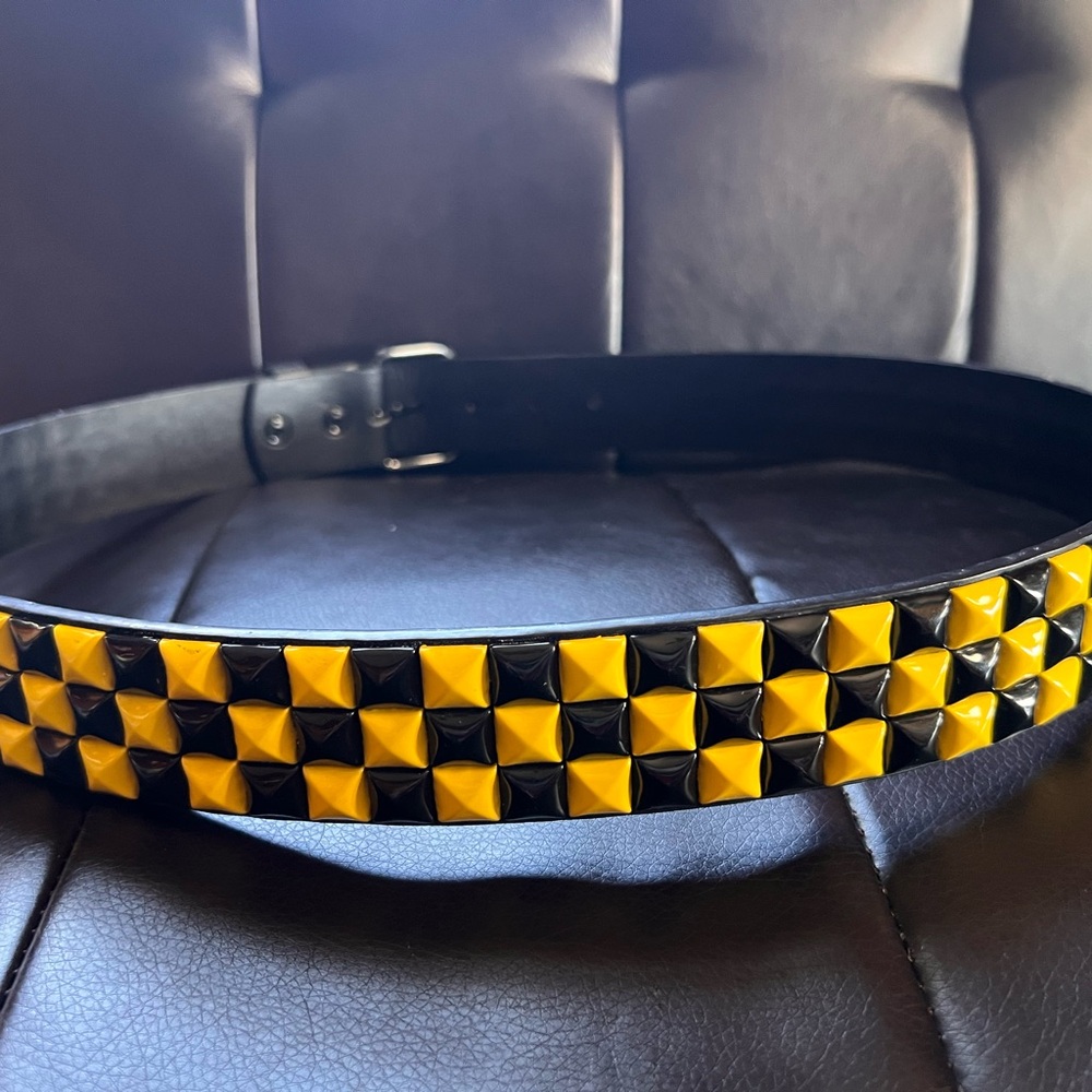Studded Black and Yellow Women's Belt